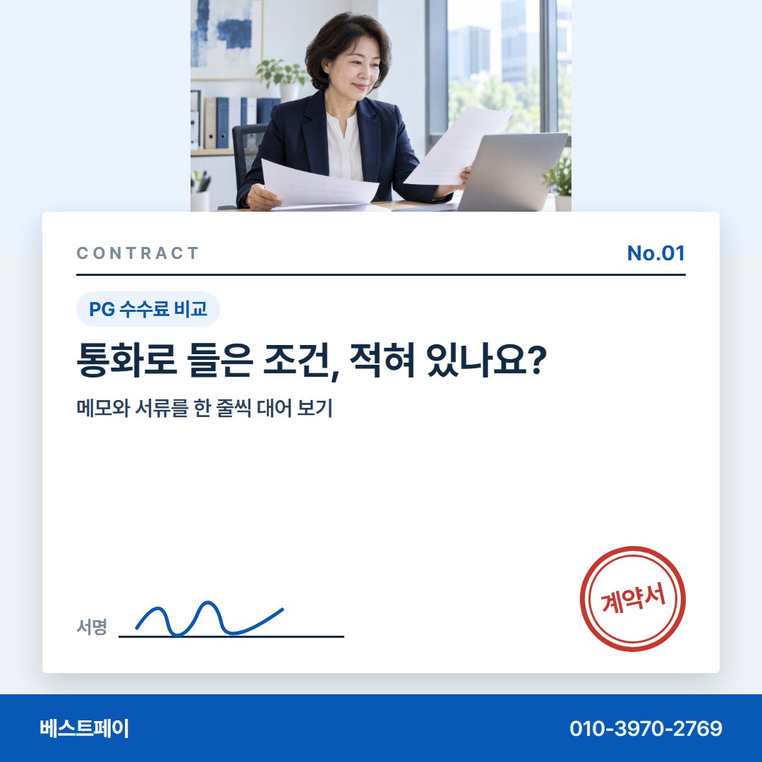 PG 수수료 비교 통화로 들은 조건, 적혀 있나요? — 말로 들은 조건이 글로 남는 길을 아홉 쪽에 담았습니다
