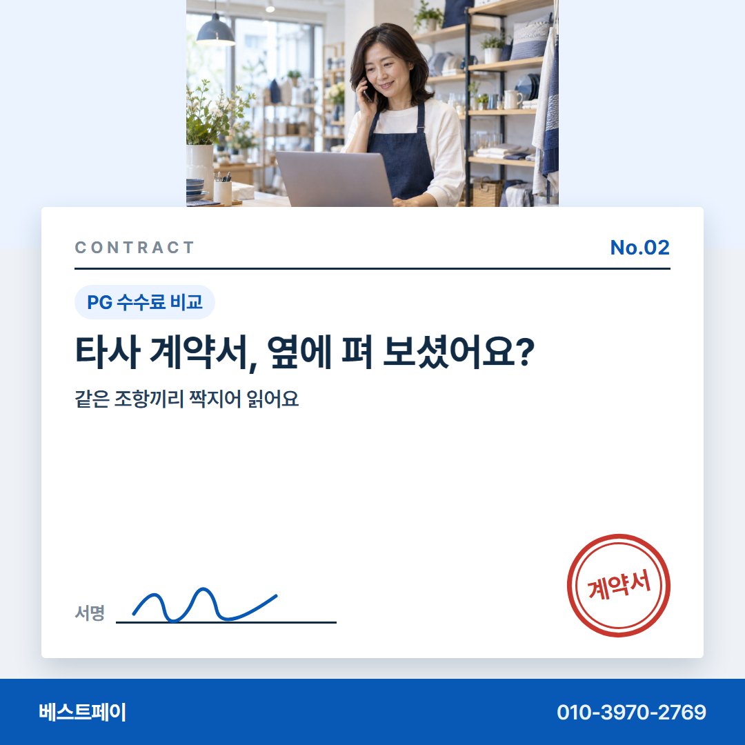 PG 수수료 비교 타사 계약서, 옆에 펴 보셨어요? — 말로 들은 조건이 글로 남는 길을 아홉 쪽에 담았습니다